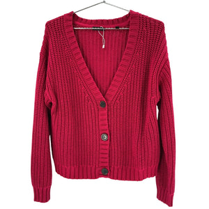 Atm Anthony Thomas Melillo Chunky Red V Neck Button Front Cardigan Size S / P