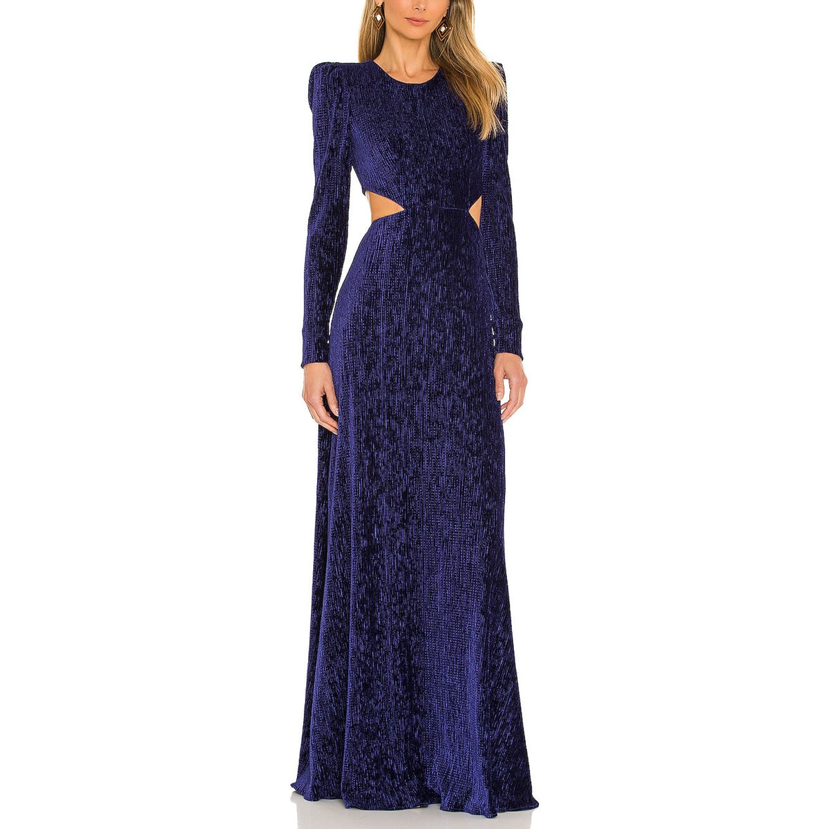 Patbo Textured Purple Velvet Cutout Gown Size 4