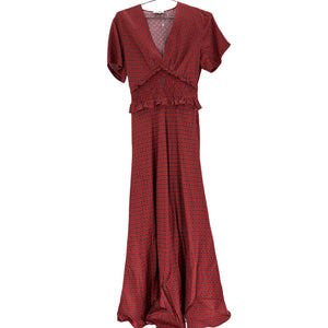 Sandro Elegant Red Scarf Print Maxi Size 4 Dress
