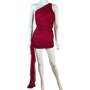 The Sei Draped Peony One-Shoulder Ruched Mini Dress Size S NWT
