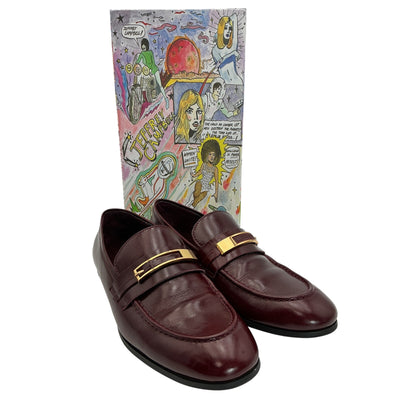 Jeffrey Campbell Polished Burgundy Loafed Loafers Size 7.5