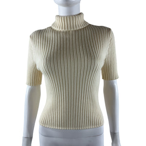 Staud Ribbed Ivory Lilou Sweater Top Size L