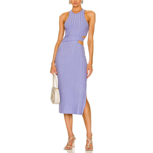 Simkhai Ribbed Purple Kaya Cutout Midi Dress Size M