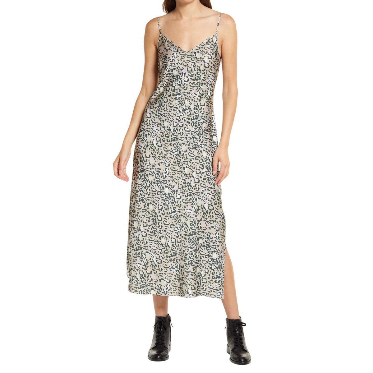Allsaints Satin Soft Pink Tiana Halftone Dress Size Small