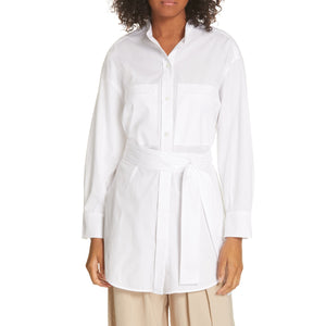 Vince Belted Oversized White Tunic Size XS Blouse