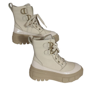 Sorel Platform Bleached Ceramic Oatmeal Caribou X Cozy Lace Up Boots Size 5.5