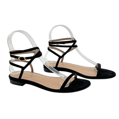 Stuart Weitzman Sleek Black Ankle Strap Sandals Size 6.5