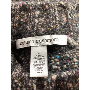 Autumn Black Mockneck Cashmere Tweed Fringed Poncho Size S