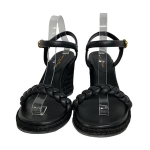 Gianvito Rossi Braided Black Cruz Wedge Sandals Size EU 40/ US 10