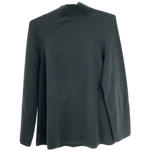 N. Peal Metallic Black Ribbed Cashmere Turtleneck Sweater Size XS