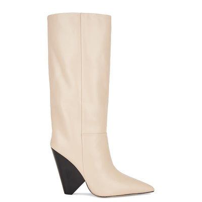 Raye Sleek Beige Angle Boots Size 8.5
