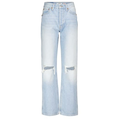 Re/Done Loose Blue High-Rise Straight Denim Jeans Size 26