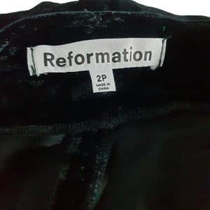 Reformation Velvet Black Wes Size 2 P Pants