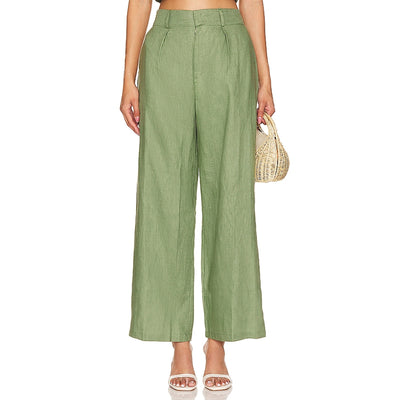 Faithfull The Brand Linen Green Ida Pants Size 4