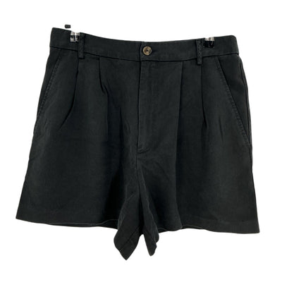 Reformation Pleated Black Mason Shorts Size 8
