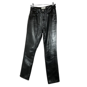 Agolde Recycled Leather Black Riley Long Denim Jeans Size 24