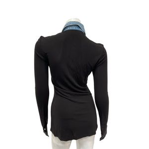 Christopher Esber Contrast Denim And Black Tailored Tab Shirt Size AU 6 / US 2