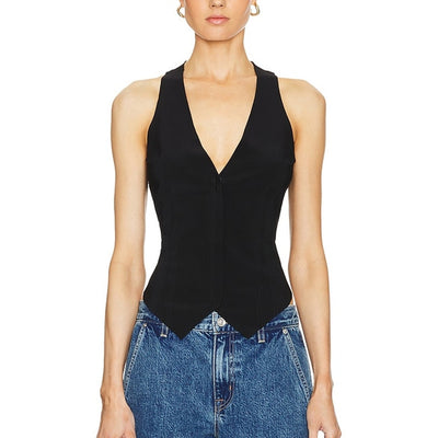 Norma Kamali Tailored Black Simple Vest Size XXS NWT