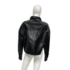 Favorite Daughter 'The Crop' Black Polyurethane Ex-Boyfriend Shirt Size M