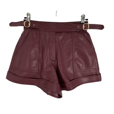 Simkhai Vegan Leather Burgundy Chace Shorts Size 0