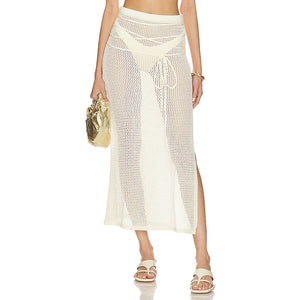 Lpa 'Soline' White Sheer Midi Skirt Size M
