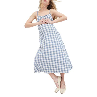 Hatch Crinkle Blue And White Plaid Nina Dress Size 1