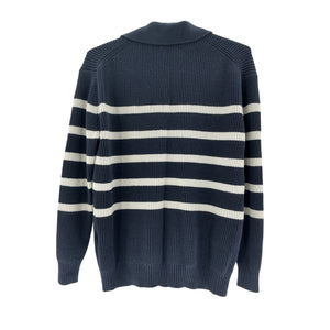 Hatch Striped Blue Hannah Size 2 Cotton Blend Sweater
