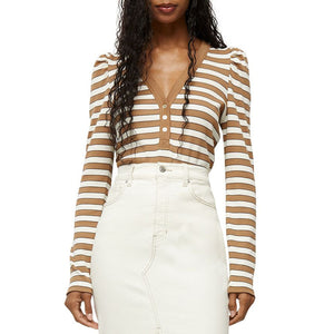 Veronica Beard 'Dekalb' White Cotton Ribbed V Neck Top Size XS