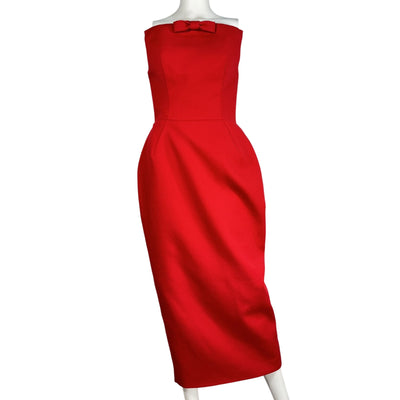 Helsa Elegant Red S Curve Bow Dress