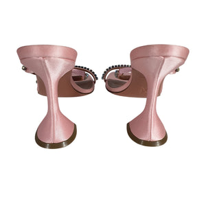Amina Muaddi Sparkling Pink Gilda Sandals Size 5