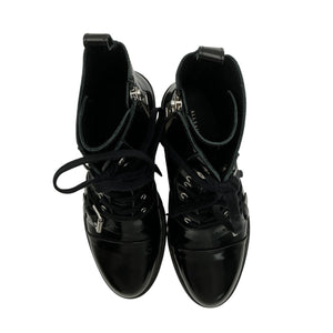 Allsaints Polished Black Donita Combat Boots Size 39 EU / 9 US