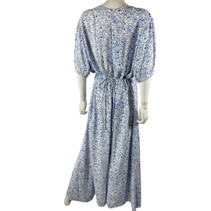 Faithfull The Brand Floral Blue Bellavista Midi Dress Size XL