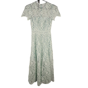 Self-Portrait Elegant Green Rose Lace Midi Dress Size 0