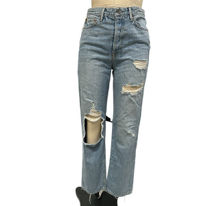 Grlfrnd Distressed Blue Mica Denim Jeans Size 27