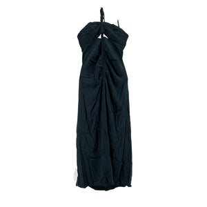 Self-Portrait Elegant Dark Teal Cutout Ruched Halterneck Maxi Size UK 14/ US 10 Dress