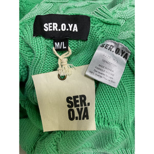Ser.o.ya Cable Knit Green Josefina Size M / L Cotton Cardigan