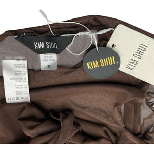 Kim Shui Sheer Brown Jersey Tie Top Size M