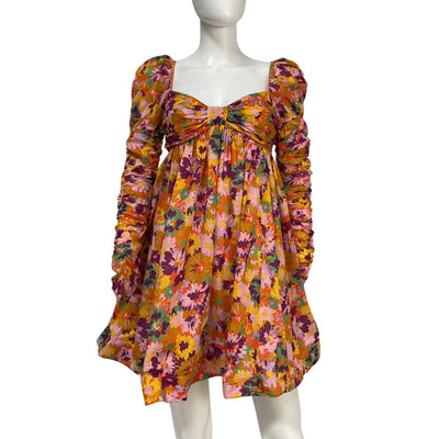 Zimmermann Floral Multicolor Twist Front Mini Dress Size 1