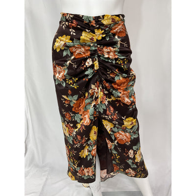 Veronica Beard 'Pixie' Black Asymmetric Floral Print Skirt Size 16