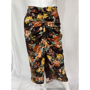 Veronica Beard 'Pixie' Black Asymmetric Floral Print Skirt Size 16