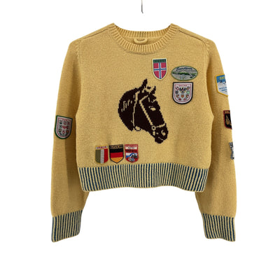 Bode 'Pony' Yellow Alpaca Silhouette Crewneck Sweater Size S