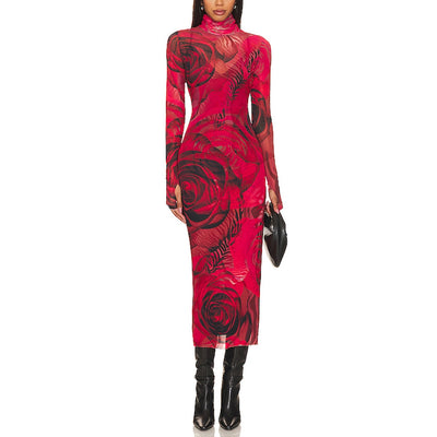 Afrm Sheer Red Shailene Maxi Dress Size XS