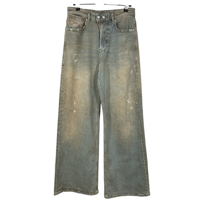 Diesel Distressed Light Blue Sire Wide Leg Denim Jeans Size 25