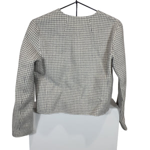 Theory Sleek Ivory Multi Checked Wool Crop Size 2 Jacket