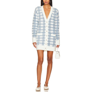 Majorelle Cozy Blue And White Steph Cardigan Dress Size S