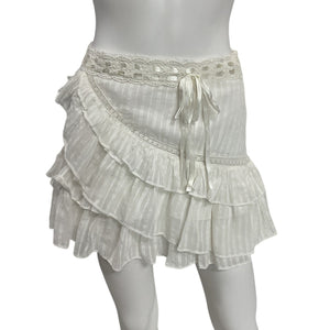 LoveShackFancy Ruffled White Effie Mini Skirt Size 2