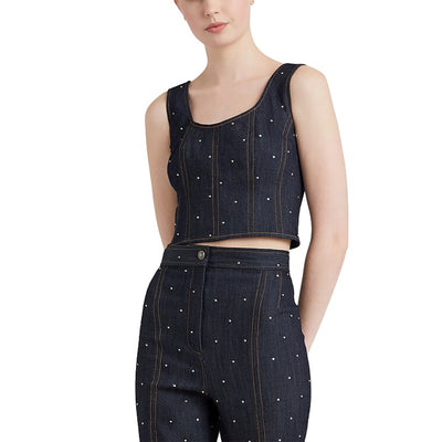 Cinq à Sept Embellished Blue Ora Bustier Top Size M