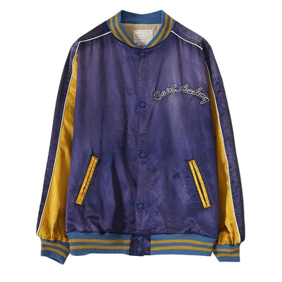 Saint Michael Satin Blue Academy Bomber Jacket Size XL