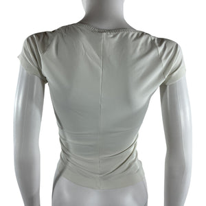 Norma Kamali Ruched Snow White Sweetheart Side Drape Top Size XS