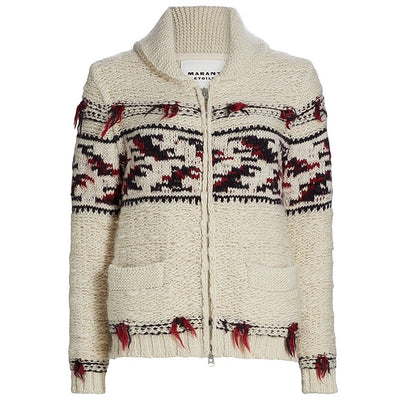 Isabel Marant Intarsia Ecru Thylane Cardigan Size EU 36 / US 4